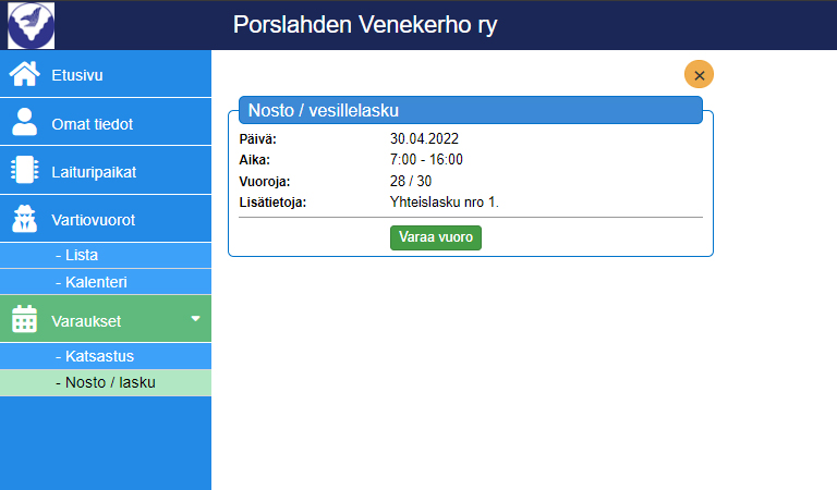 Kerhosovellus nosto ja lasku