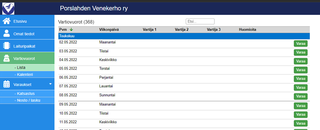 Kerhosovellus vartiovuoro
